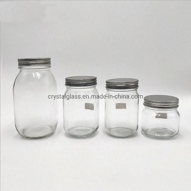 16oz Transparent Empty Glass Food Honey Storage Jar Mason Jar with Cap