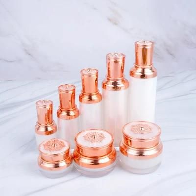 Luxury White Gold 15g 30g 50g 15ml 30ml 50ml 100ml 120ml Acrylic Cream Bottle Jars Cosmetics Packaging Containers