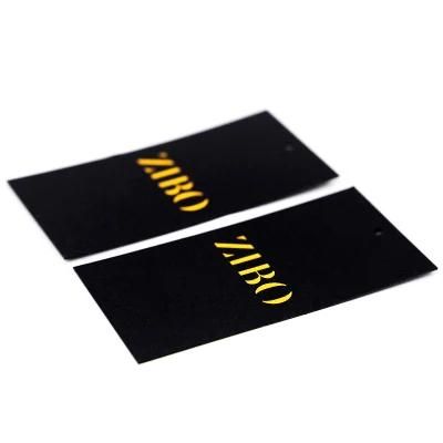 Custom Luxury Gold Printed Black Paper 400GSM Hang Tag