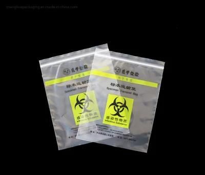 Hot Sales Custom Biohazard Specimen Zipper Zip Lock Bags