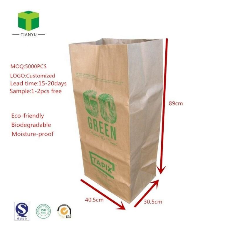 Leaf Trash Outdoor Kraft Paper Bag Leaf and Lawn Refuse Trash Paper Bags Yard Garden Grass Leaf Collection Bags Sack