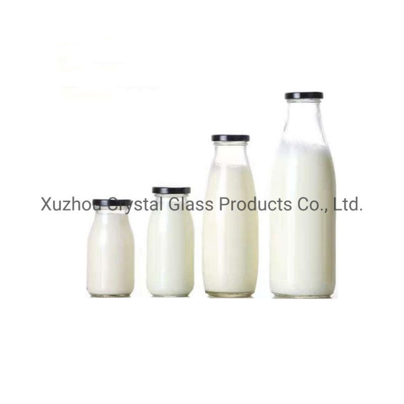 Empty 250ml Round Juice Beverage Milk Glass Bottle with Press Cap