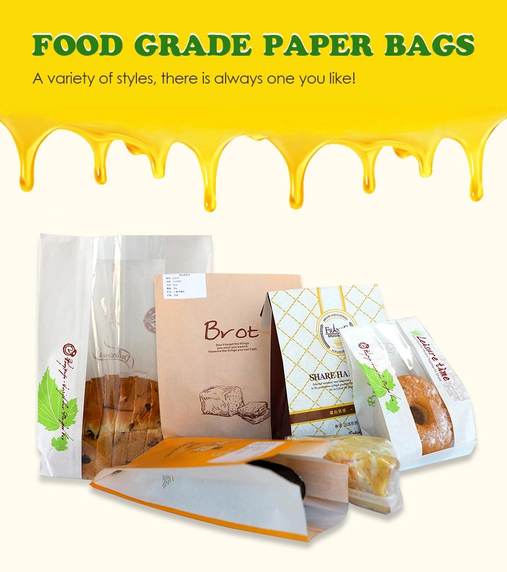 Transparent Window Coating Kraft Paper Baking Toast Cake Bread Bag Toast Snack Food Self-Sealing Packaging Bag