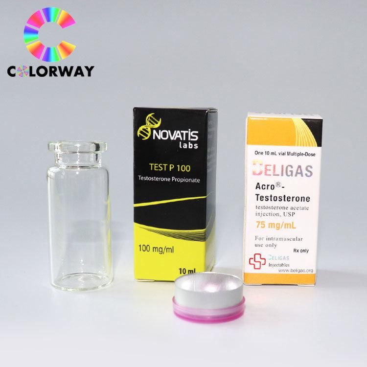 Custom Embossed Debossed Logo Printed Sterile Injection 2ml/5ml/20ml/30ml/50ml/10ml Steriod Brown Amber Transparent Clear Frosty Matte Plating Coated Glass Vial