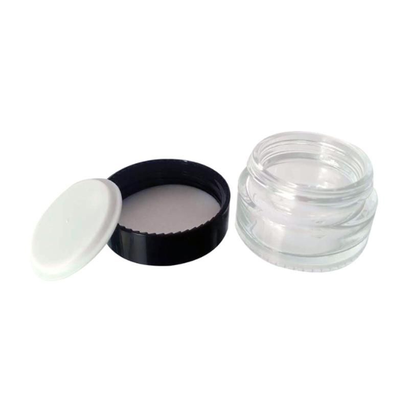 Customize 3G 5g 10g Sample Cosmetic Cream Jar Packaging Glass Clear Frosted Jars with Black Lid