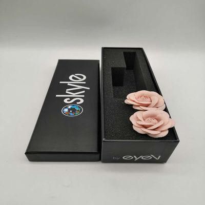 Custom Logo Printed Dried Flowers Jewelry Boxes Black Packaging Box