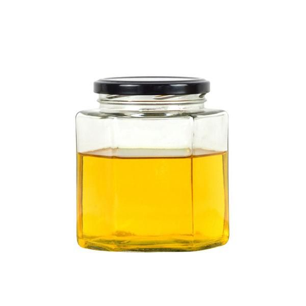 Wholesale Cheap Hexagon Food Storage Empty Honey Bee Glass Jar for Canning with Metal Lid
