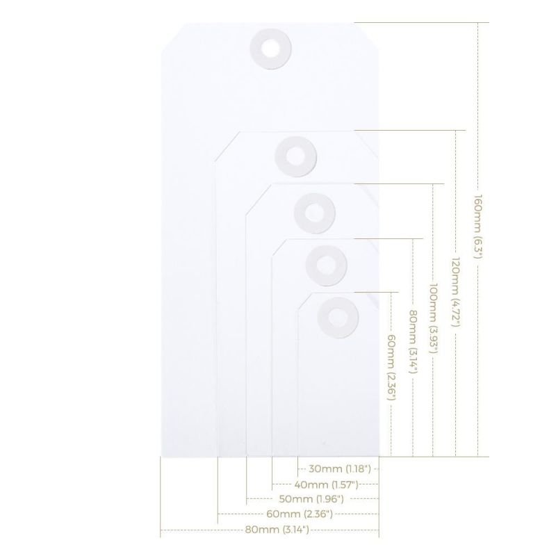 Hot Sale String Attached White Tags Blank Shipping Tags with Strings and Reinforced Hole (MT1260W-W-1)