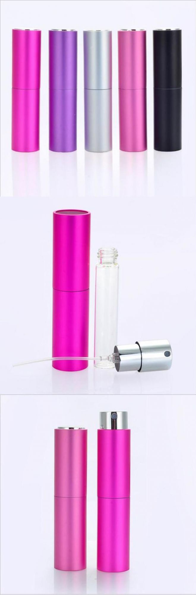 Customized 8ml Aluminum Twist Atomizer Spray Bottle Glass for Perfume