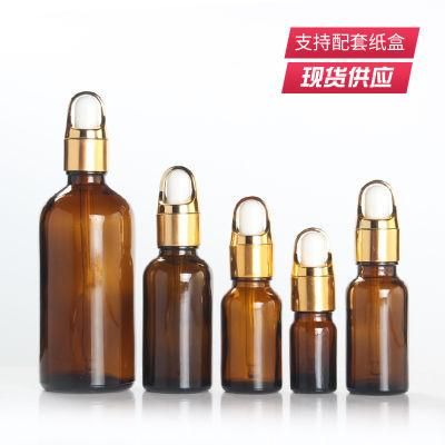 Spot Wholesale Glass Tea Flower Basket Lid Golden Essence Dropper Bottle