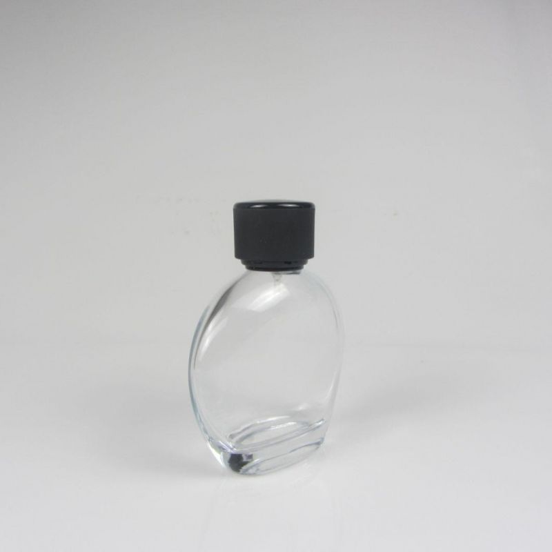 Clear Rectangle Fragrance Glass Perfume Bottles with Black Cap