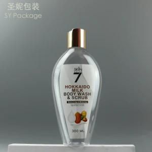 Clear Color 300ml Plastic Body Scrube Shampoo Bottles with Aluminum Disc Top Cap