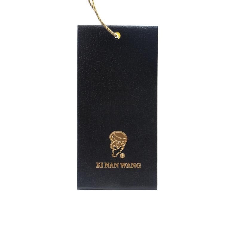 Custom High Quality Leather Lines Black Paper Hang Tag