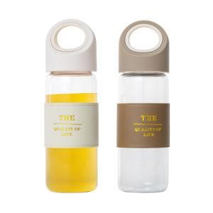 Customized Bottles Outdoor Sports 400ml High Quality Glass Water Bottles with Silicone Handle Colorful Lids