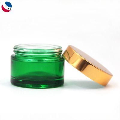 30ml Square Glass Dropper Bottle 100g Shiny Green Glass Jar with Gold Color Aluminium Lid