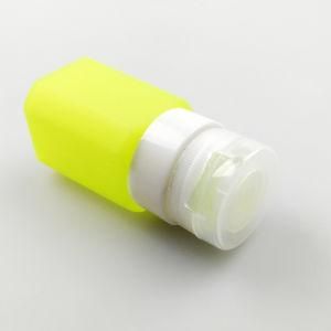 Medium Size Cuboid-Shaped Refillable FDA/LFGB Food Grade Silicone Cosmetic Travel Bottles, Yellow