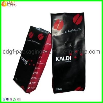 Flat Bottom Coffee Bag with Zipper and Valve/ Plastic Packaging Bag