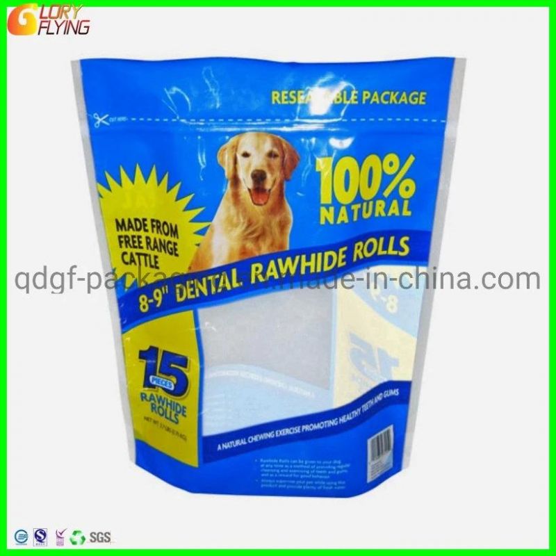 Plastic Food Bag with Square Bottom Pet Food Packaging with Zipper