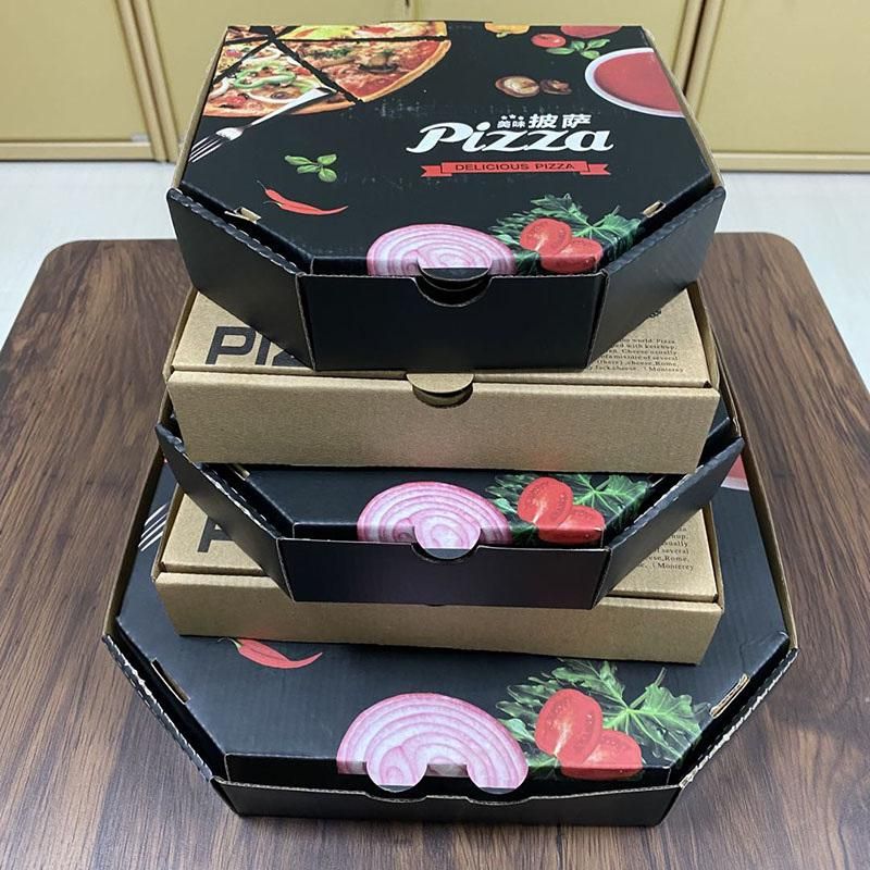 Factory Price Recyclable Corrugated Paper 12 18 Inch Custom Black Pizza Boxes