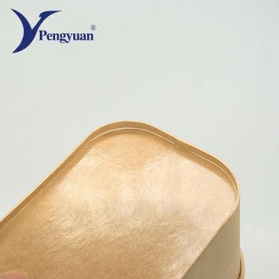 Large Square Waterproof Food Container Kraft Paper Salad Bowl