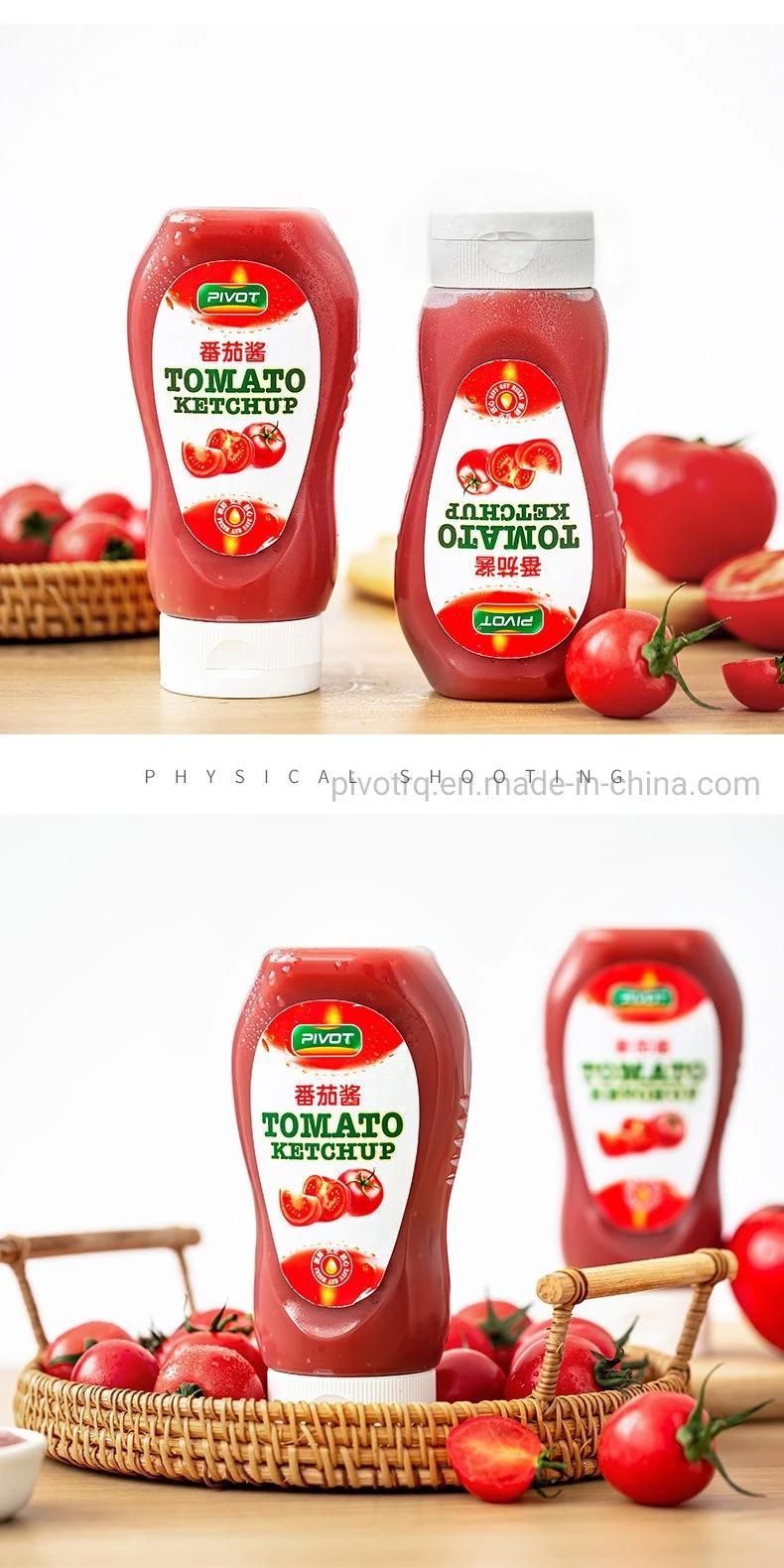 330ml HDPE Plastic Tomato Salad Sauce Ketchup Bottles with Silicone Valve Caps