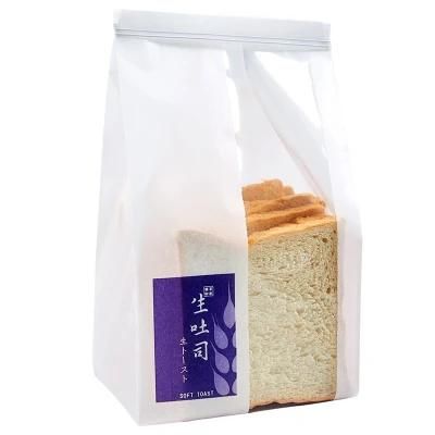 Greaseproof Custom Logo Printed Bakery White Kraft Bread Packaging Paper Bags with Window