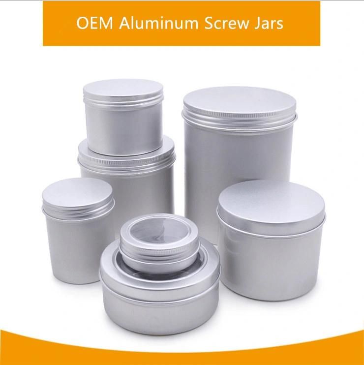 Silver Aluminum Cosmetic Container Jars with Aluminum Screw Lids