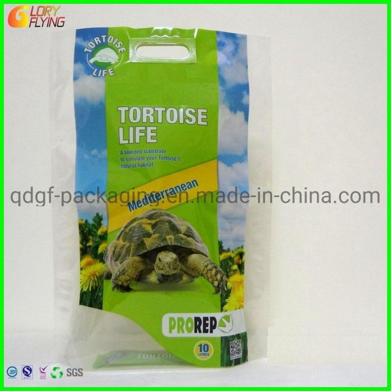 Pet Food Packaging Plastic Bag with Heated Two Parts Handles on The Top