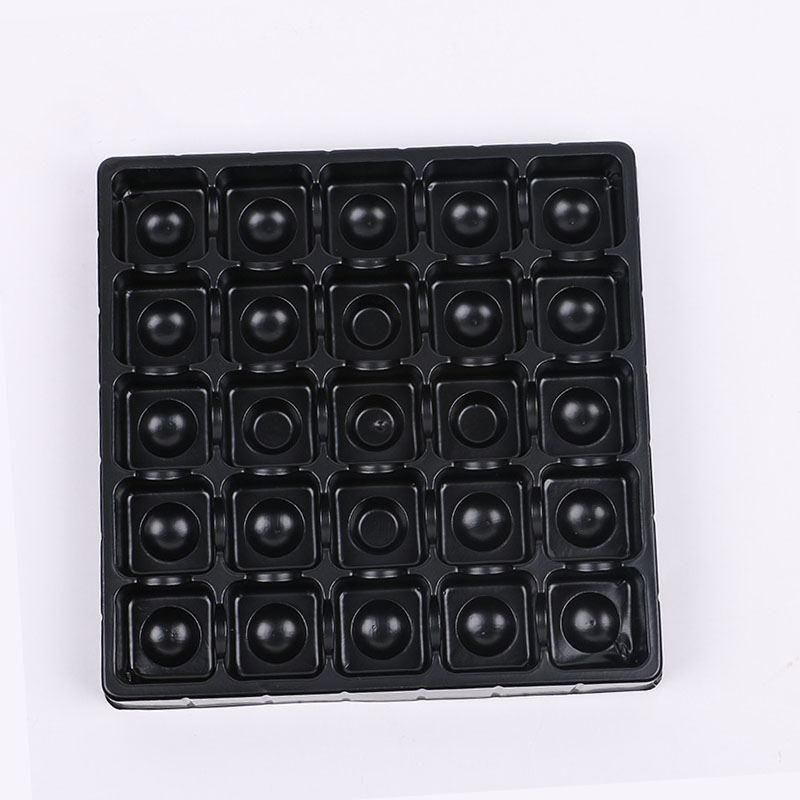 Custom made black plastic chocolate cavity blister tray for food
