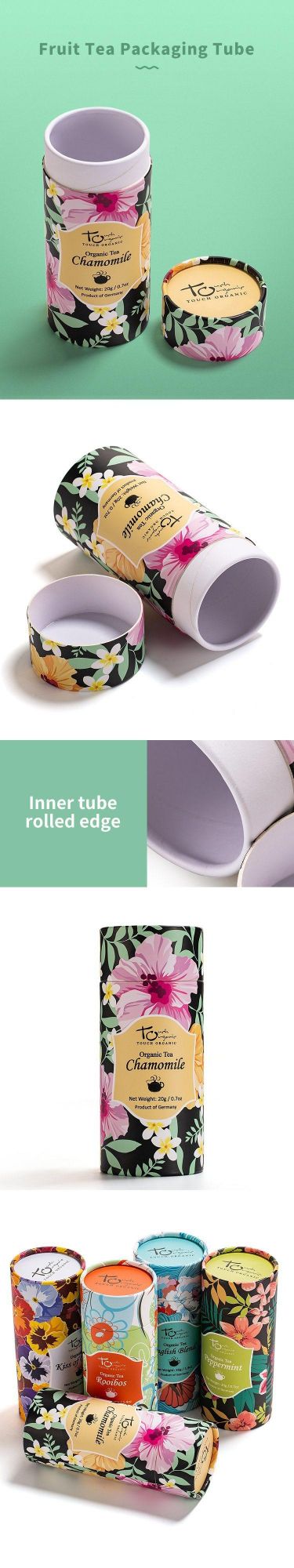 Full Printed Round Gift Packaging Cylinder Cardboard Tea Tin Box Paper Tube