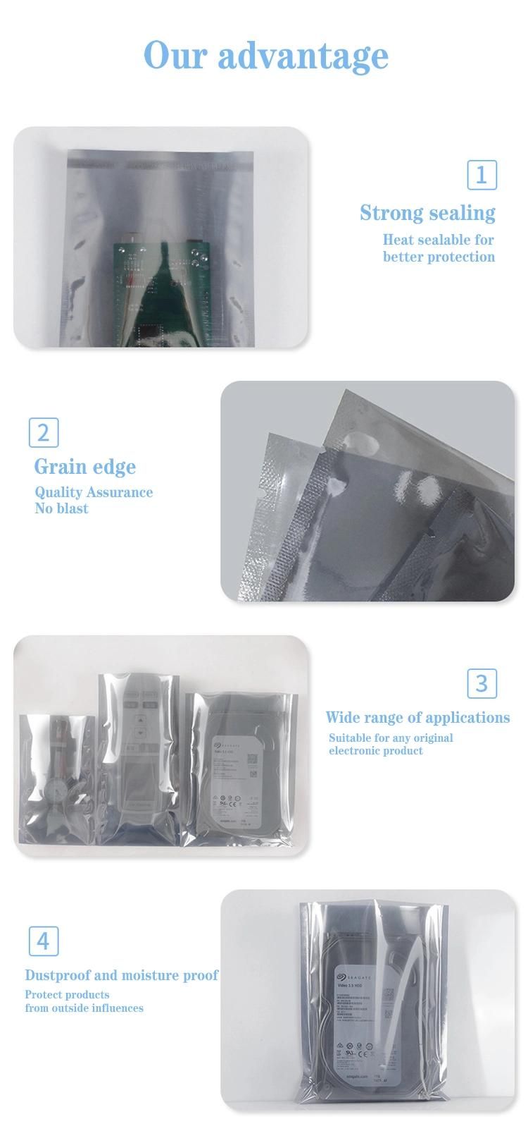 Custom Printed Anti Static Heat Seal Zipper Plastic ESD Shielding Bag Clear Aluminium Foil Mylar Packaging Bag