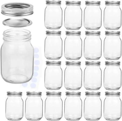 Empty Clear Food Glass Mason Jar for Pickle with Airtight 2-PC Lids