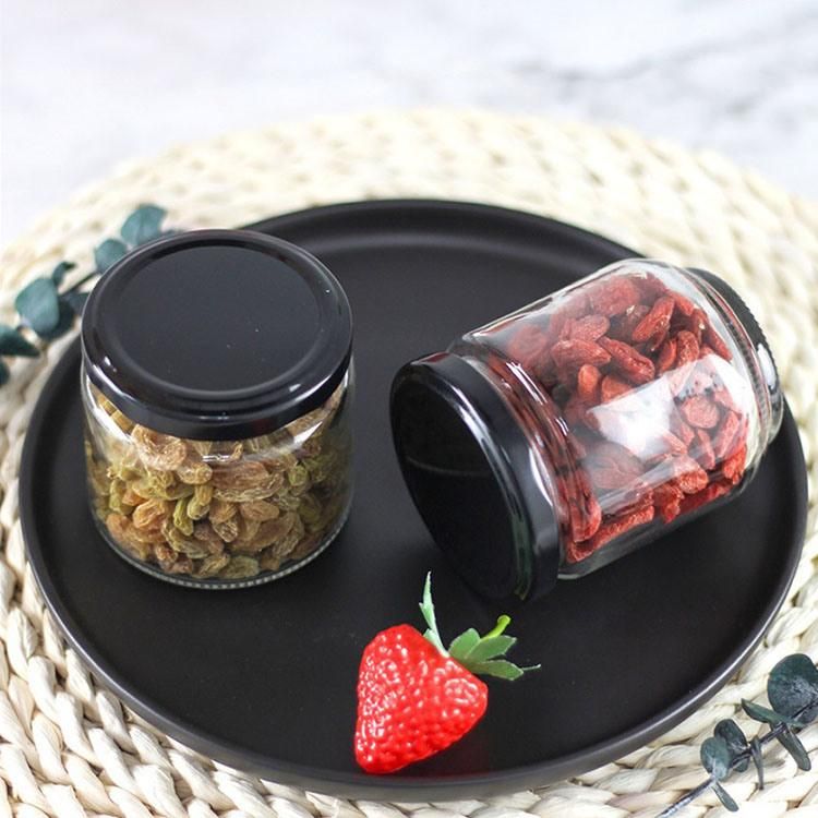 Fancy 240ml Round Food Grade Honey Jar Gold Lid Sealed Glass Storage Jar
