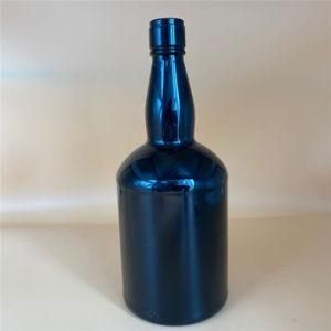 500ml Round or Flat High Quality Electroplate Glass Bottle with Cork Guala Cap for Liquor Beverage
