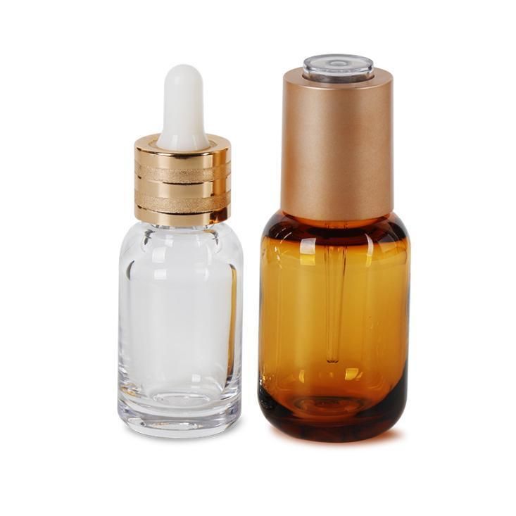 30ml Thick Bottom Luxury Essentials Skin Care Empty Amber Round Glass Eye Cosmetic Oil Dropper Bottles