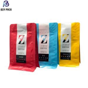 Customized Design Flat Bottom Side Gusset Pouch Aluminum Foil Coffee Plastic Packing Bag with Valve