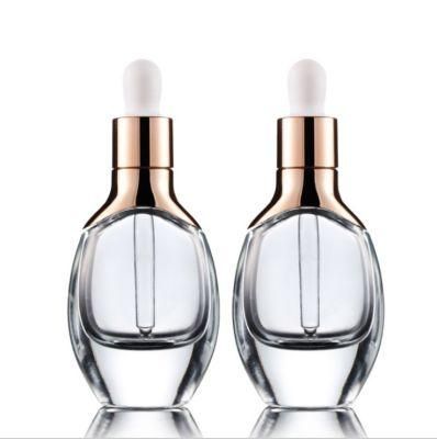 New 30ml Transparent Essential Oil Dropper Bottle W/ Aluminum Cover on The Bottle Shoulder 15ml Thick Bottom Cosmetic Bottle