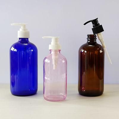 Wholesale 500ml Frosted Alcohol Boston Round Shampoo Bath Lotion Glass Dispenser Soap Pump Bottle with Pump
