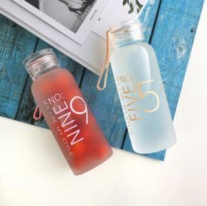 Hot Sale 400ml Customize Logo Silicone Handle Portable Glass Beverage Water Bottle