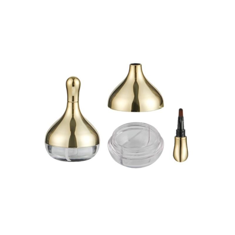 2 Wells New Design Empty Loose Powder Container with Sifter Custom Plastic Case for Loose Powder with Brush