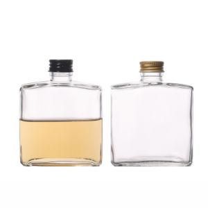 Hot Sale Empty Flat Square Shape Clear 250ml Customize Glass Bottles with Lids Wholesale