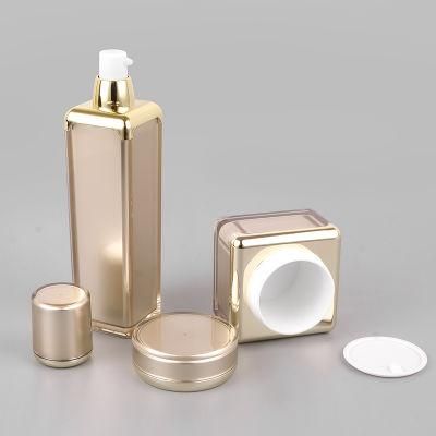 in Stock Fancy Gold Skin Care Square Plastic Acrylic Cosmetic Packaging Cream Jars with Lids