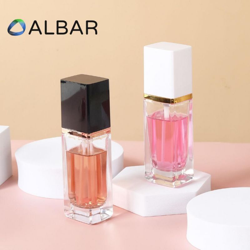 Clear and Frosted Customize Makeups Crystal Glass Perfume Cosmetics Bottle with Press Pump