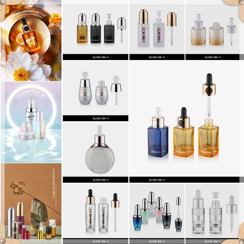 5ml-15ml Wholesale Cosmetic Packaging D23mm Stright Round Clear and Amber Serum Essential Oil Tube Glass Bottle with Gold Aluminum Press Button Dropper Cap