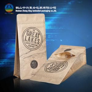 Kraft Paper Bag with Window and Pocket Zipper for Coffee