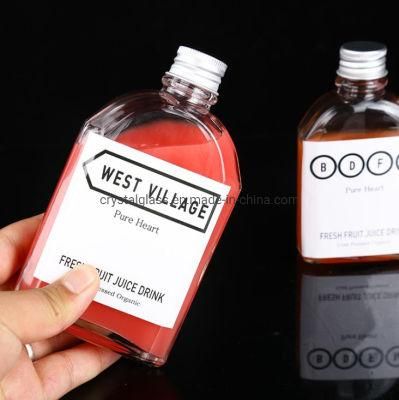 350ml 12oz Transparent Glass Alcohol Beverage Bottle with Black Lid
