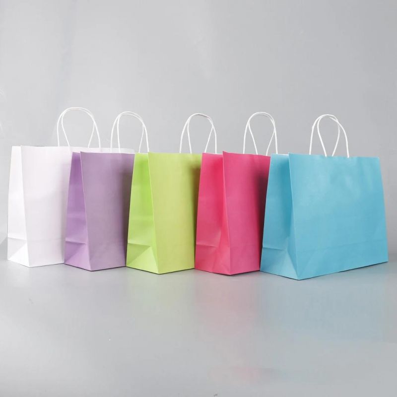 Customized Printed Logo Take Away Food Bag Shopping Bag Brown Kraft Paper Bags