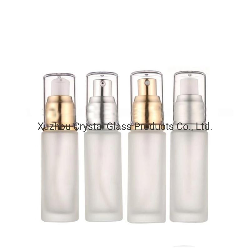 Custom Printed Square 30ml Cosmetic Glass Bottle Cosmetic Packaging with Pump and Spray