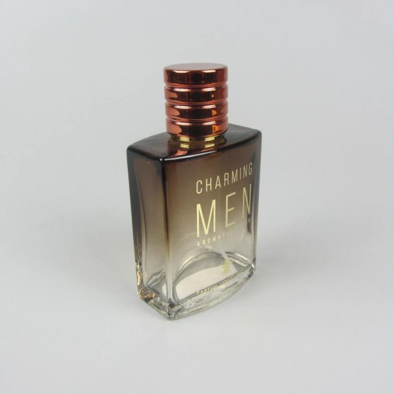 Empty Glass Perfume Bottle Clear Transparent Color Black Color Square Shape