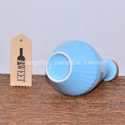Customized Wines Blue Ceramic Bottle with Lid
